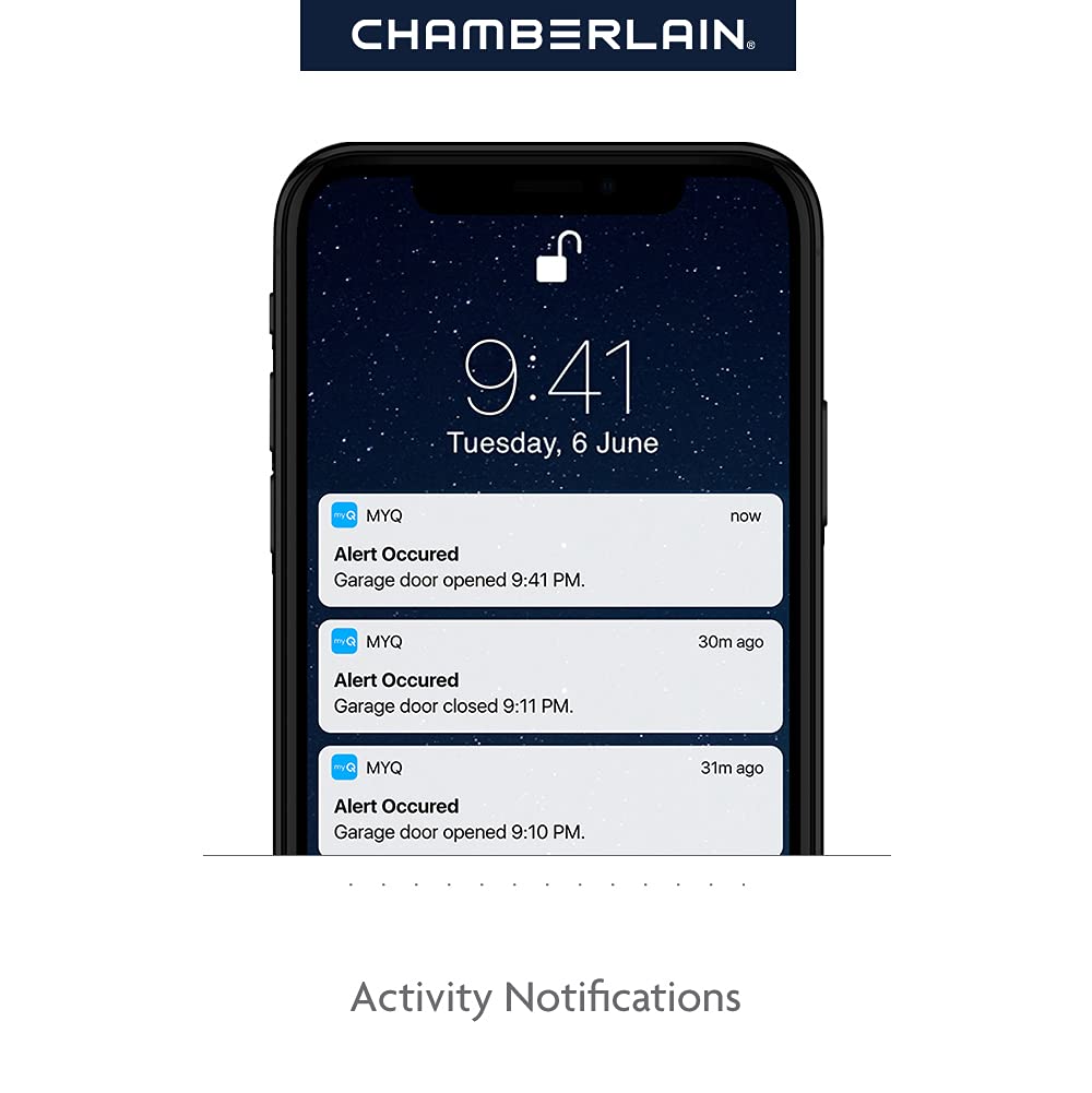 Chamberlain C2405 MYQ Smart Garage Door Opener, Chain Drive, 1/2-HP Motor, Dual Light - Quantity 1